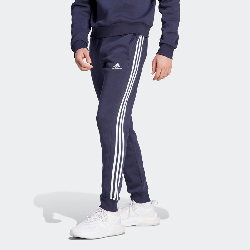 Pantaloni trening barbati Essentials Fleece 3-Stripes Tapered Cuff